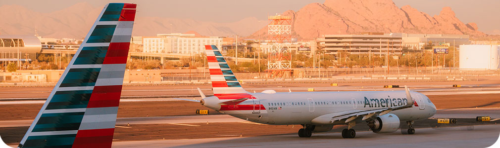 American Airlines plane in the sky